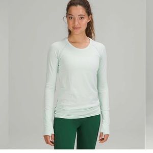 Relaxed fit long sleeve. Lululemon swiftly tech tee. Size 10 delicate mint color